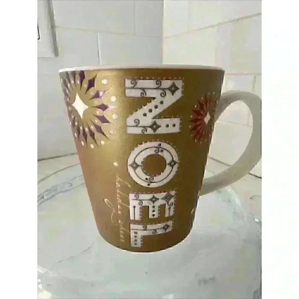 2006 Starbucks NOEL Gold Christmas Holiday Coffee Mug 14 oz